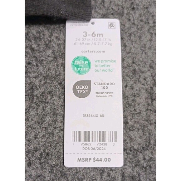 New Carters 3-piece Halloween Costume Black White Cow 3-6 months infant - Picture 4 of 6